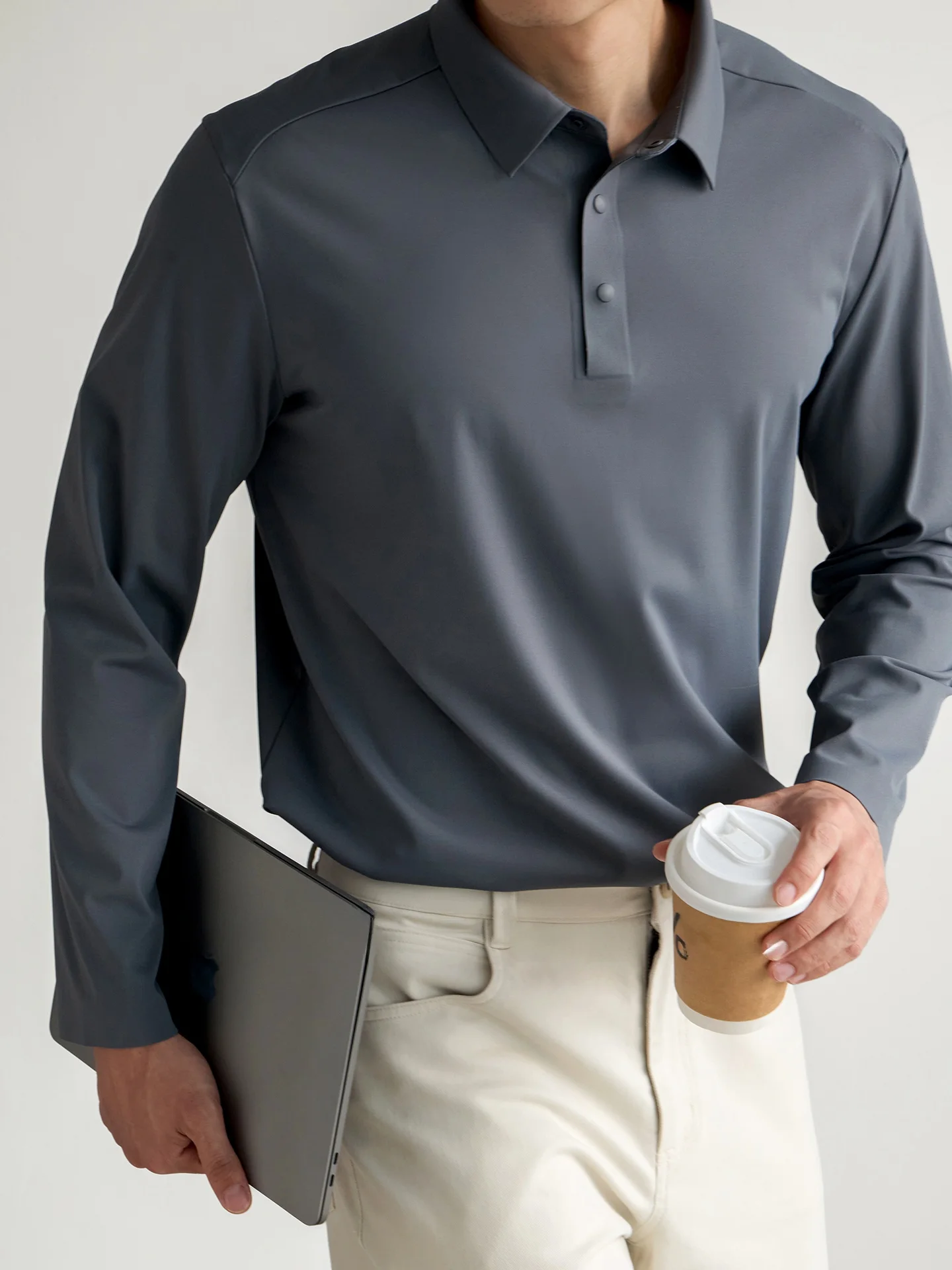 Business Casual Long Sleeve  Shirt Men's Seamless High Elasticity Glued  3D Tailoring Commute Autumn New Style