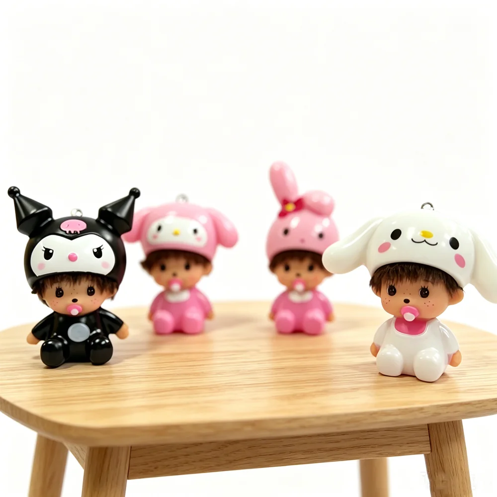 Sanrio Monchhichi Schlüsselanhänger Abnehmbarer Kuromi My Melody Cinnamoroll Puppenanhänger Taschenanhänger Geschenk Spielzeugpuppe Geburtstagsgeschenk