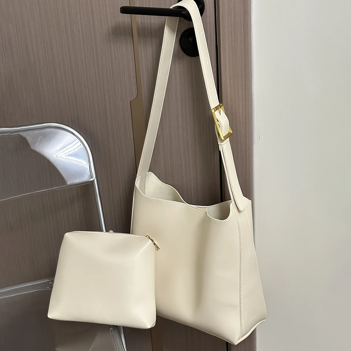 Two-piece mother bag women\'s bag fashion spring 2024 on the new soft leather shoulder bag large-capacity handbag woman