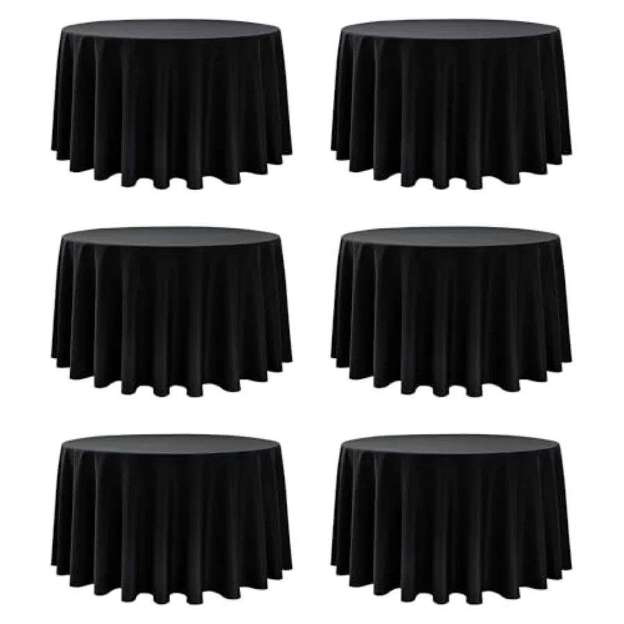 

Набор из 6 черных круглых скатертей (120 дюймов), из грязеотталкивающего полиэстера, для круглых столов диаметром 5-6 футов, моющиеся, для свадеб