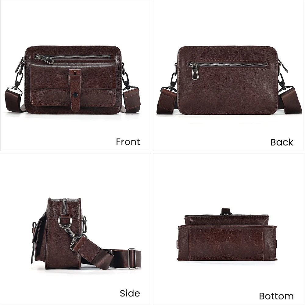 JOYIR Genuine Cowhide Leather Men Messenger Bag Travel Sling Bag for Male Trendy Casual Shoulder Crossbody Bags Satchel Bags