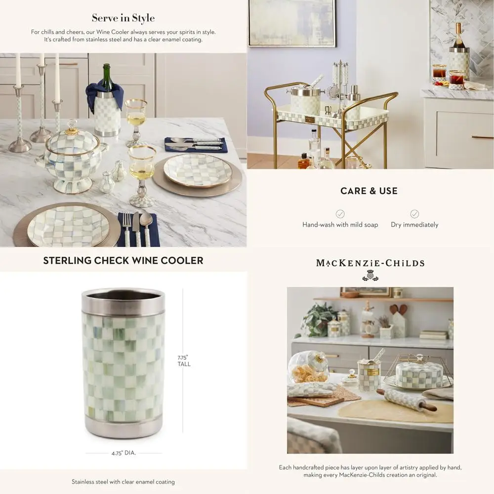 

Sterling Gray & White Check Champagne Wine Cooler Bucket