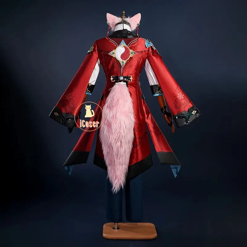 Honkai Star Rail Jiaoqiu Cosplay Costume Wig Uniform Headwear Foxian Xianzhou Yaoqing Feixiao Halloween Party Women Men iCosera;