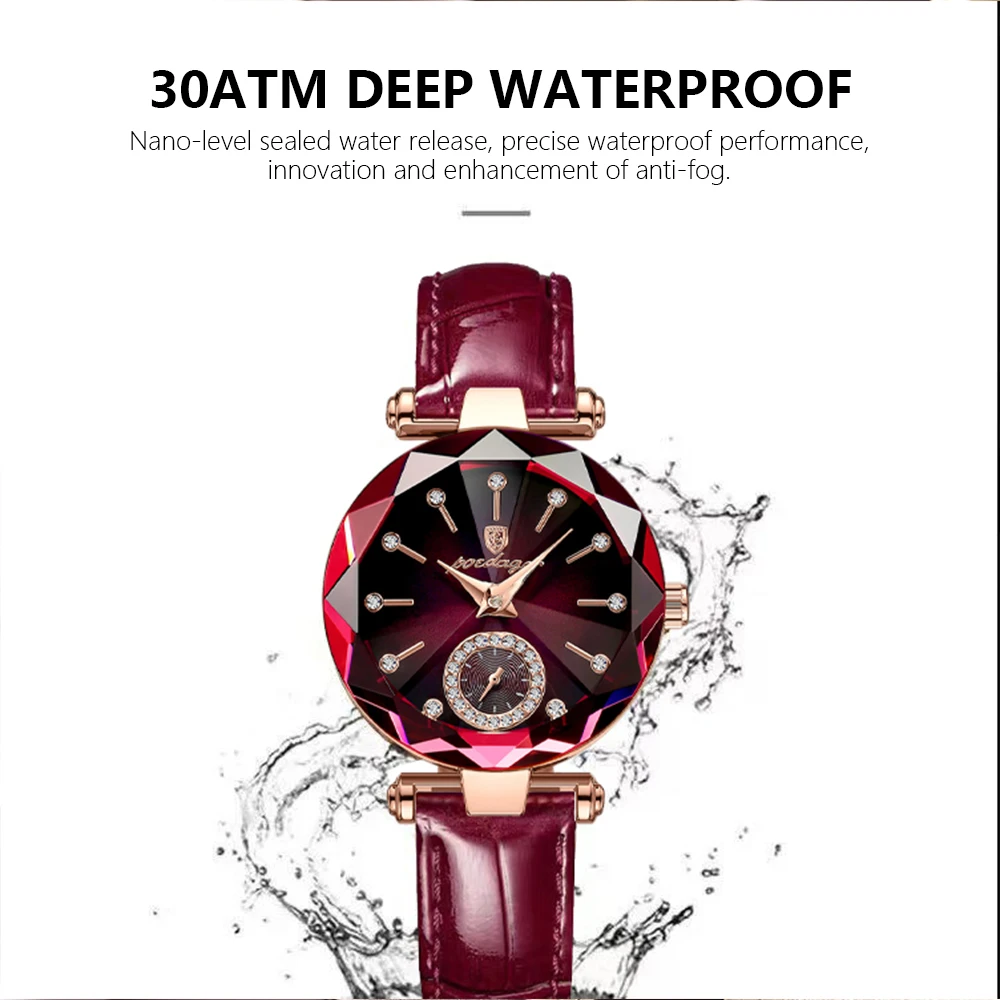 POEDAGAR orologi da donna Fashion Diamond Dial orologio al quarzo in pelle Top Brand Luxury Waterproof Ladies orologio da polso regalo fidanzata