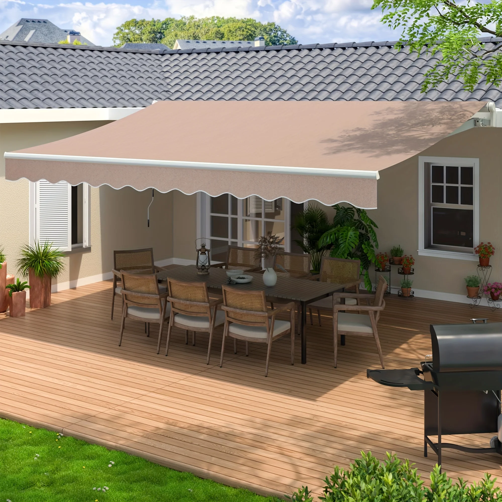 

Retractable Awning for Patios, Providing Sun Protection for Outdoor Spaces Like Shops, Restaurants, Cafes, Courtyards,