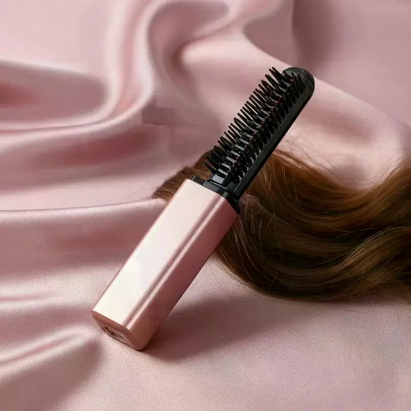 1PC Portable Mini Straight Hair Comb Bangs Wireless Charging Curling Iron Styling Electric