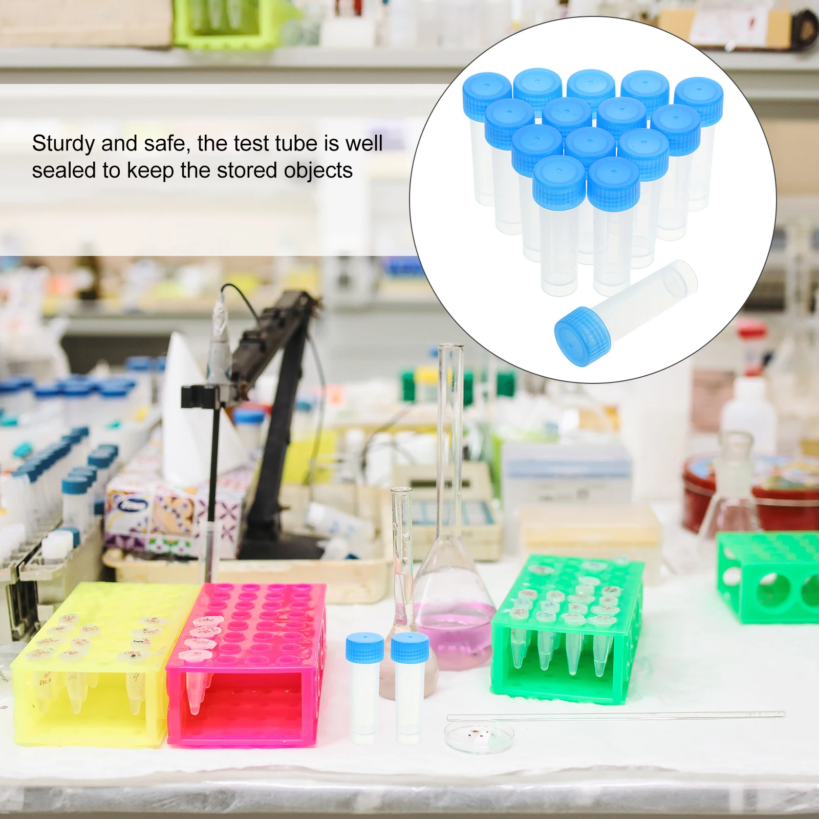 

40 Pcs Cryovial Test Tubes Filling Clear with Lids Plastic Lab Science Freezing