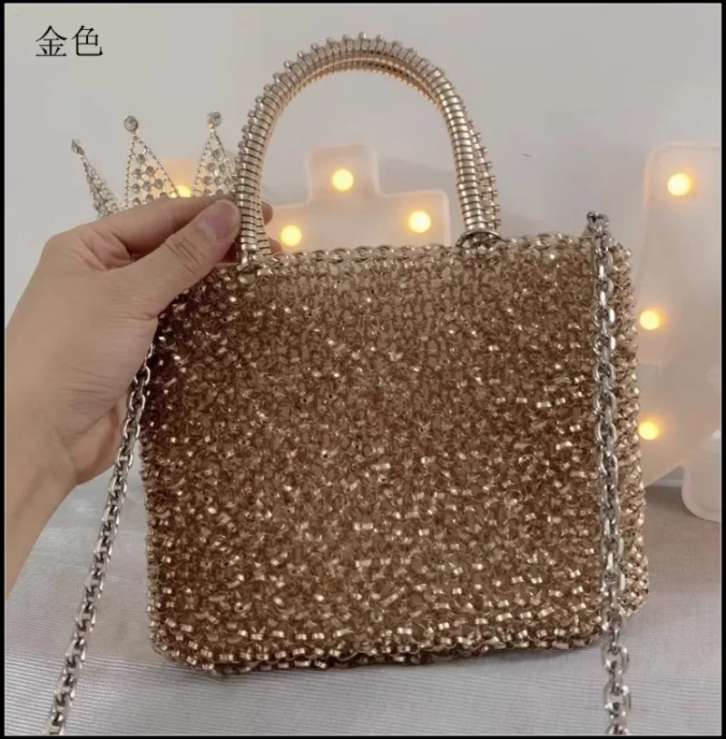 Čistý ruční tkanina kabelka pro dámská brašna, po jednom bedra crossbody brašna, malý čtverec brašna, zářící pvc bh tkanina dámská brašna