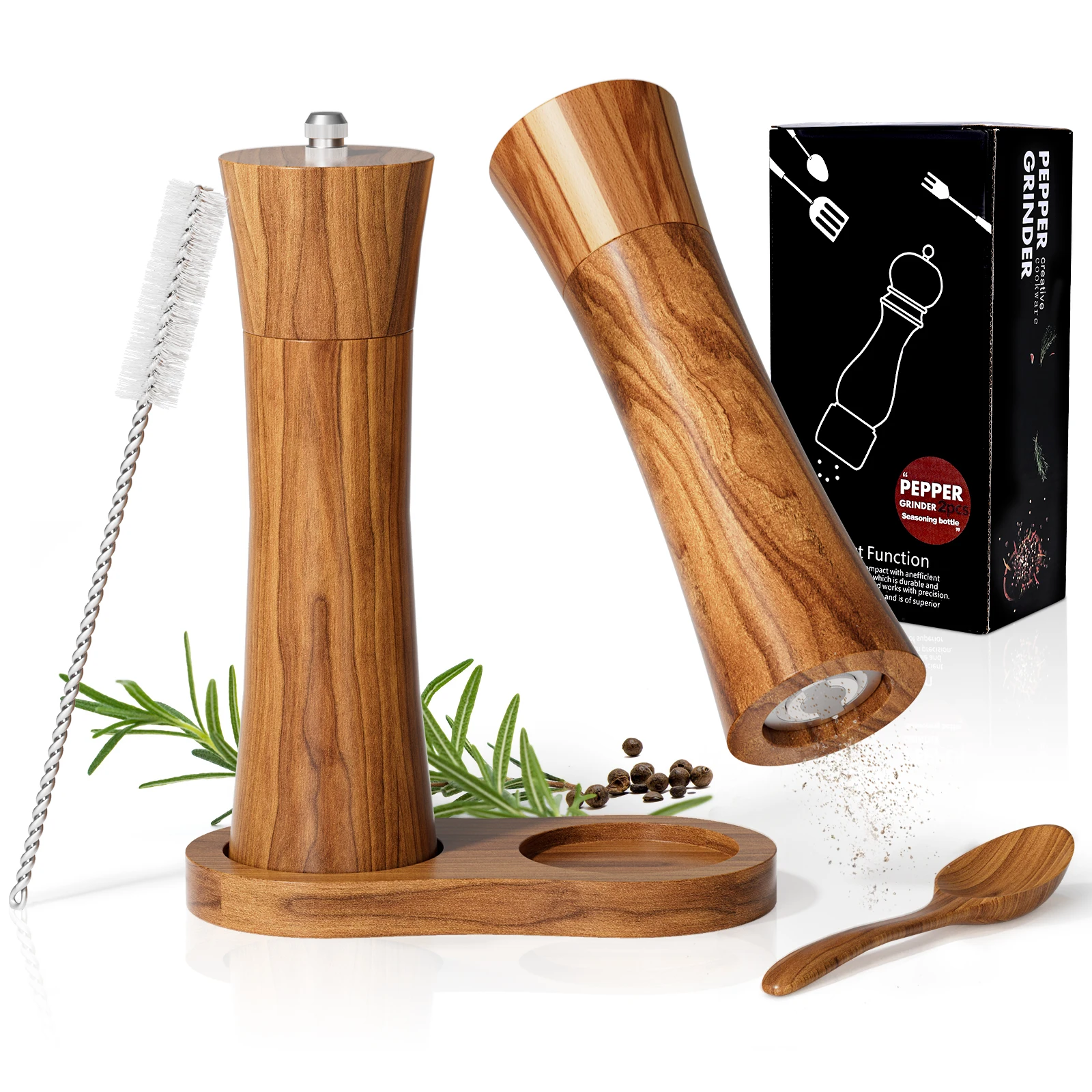 

Wooden Salt & Pepper Grinder Manual Mill Shaker for Kitchen Dining Table Seasoning Grinding