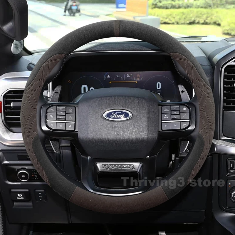 

Suede Car Steering Wheel Cover For Ford F150 F250 2025 2012-2024 Heating Covers For Covers Auto interior Ford F 150 Accessories
