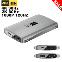 4K Recoding Capture Card 4K USB C to HDMI with Audio Mic Streaming for PS5 4 Nintendo Switch Camera Video Game Capture Box