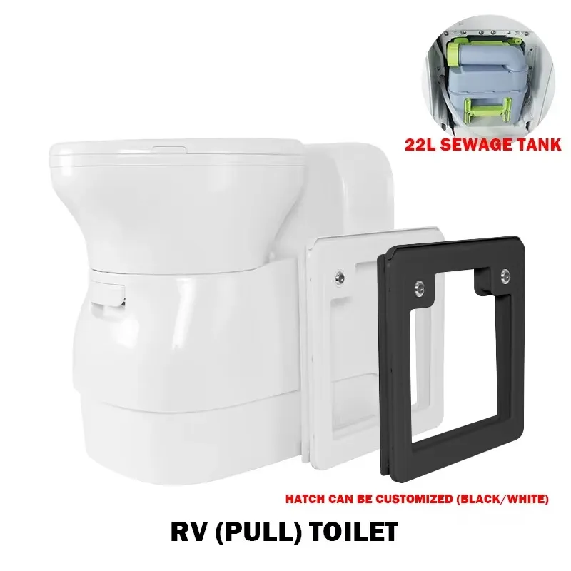 22L RV Toilet Electric Swivel Toilet Cassette Toilet with Flush & Retractable Water Tank for Motorhome Boat Yacht