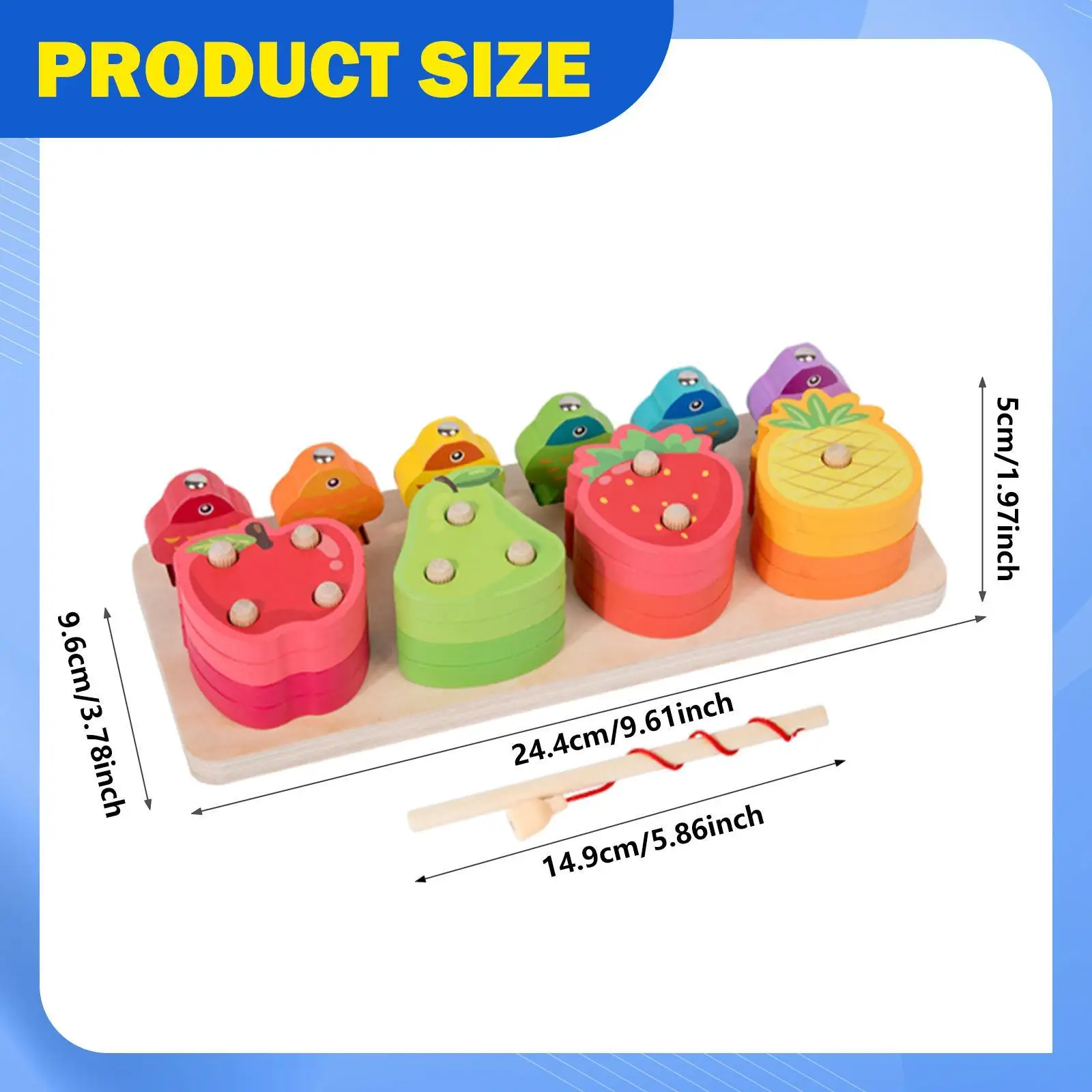 لعبة الصيد الخشبية ألعاب الحفلات التعليمية المبكرة للأطفال فرز الفاكهة التراص