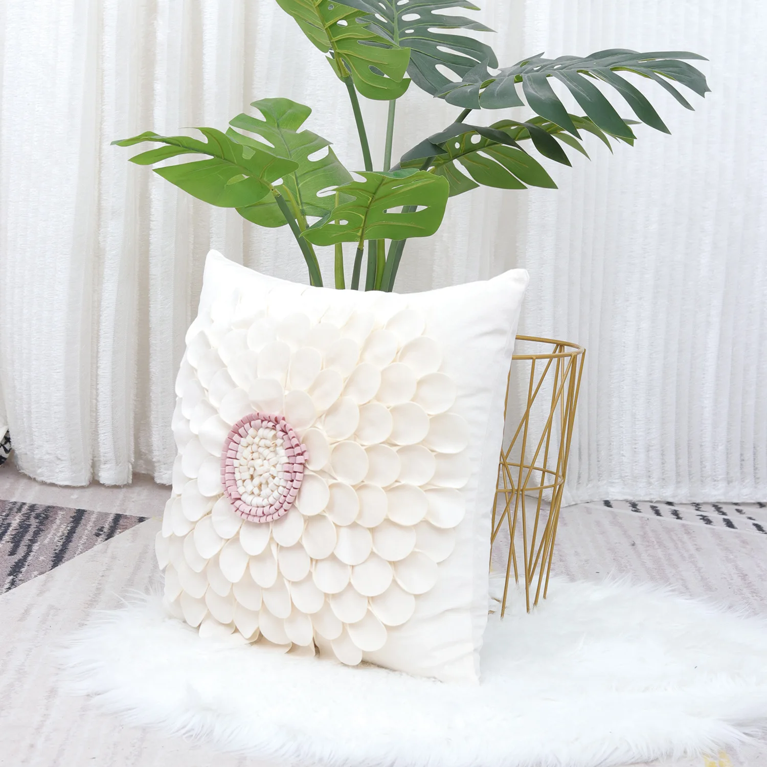 

30x50/45x45cm New Simple Flower Sofa Pillow Cover Solid Color Geometric Pattern Cushion Cover Pillowcase for Home Decoration