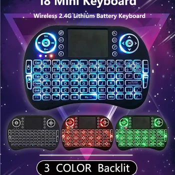 I8 Mini Keyboard Wireless 2.4G 3 COLOR Backlit English Air Mouse Remote Touchpad For Android TV Box PC