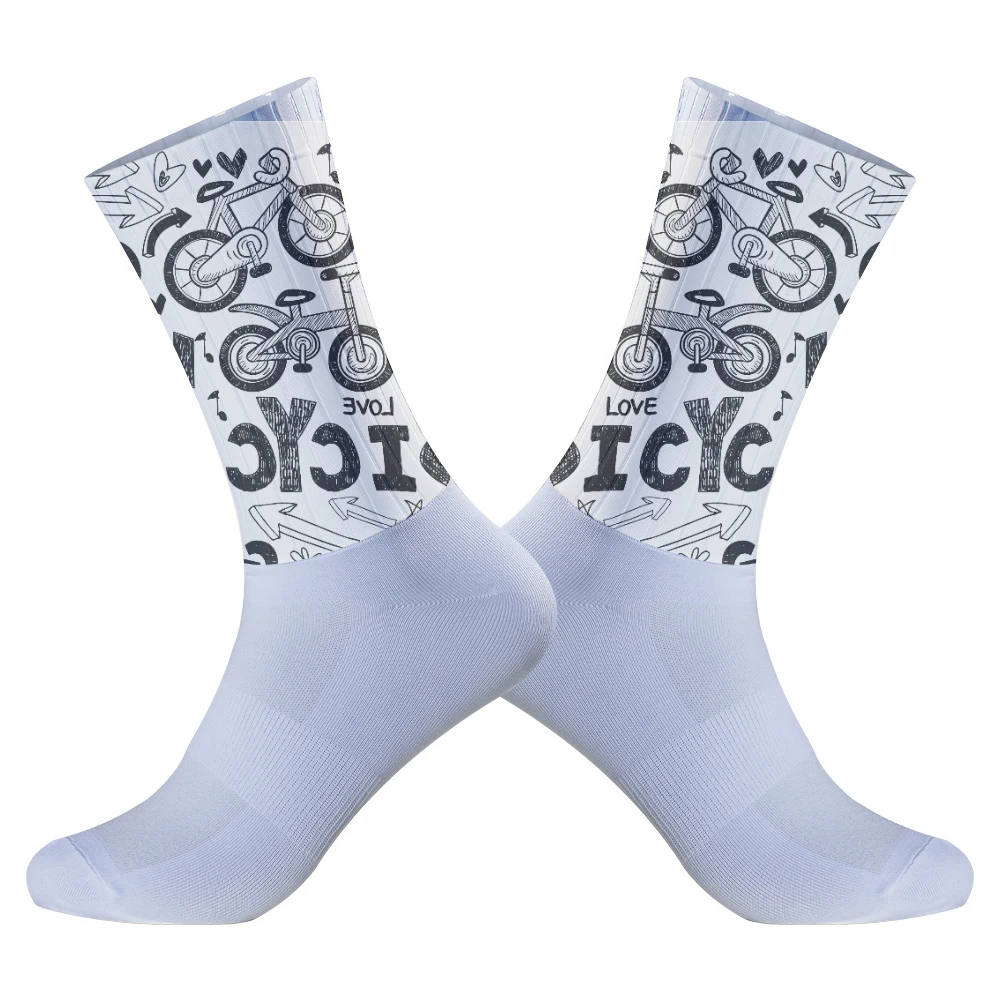 Chaussettes de sport de compression coordonnantes sans couture, chaussettes d'équipe de cyclisme, vélo de route, vélo en plein air, nouveau, 2024