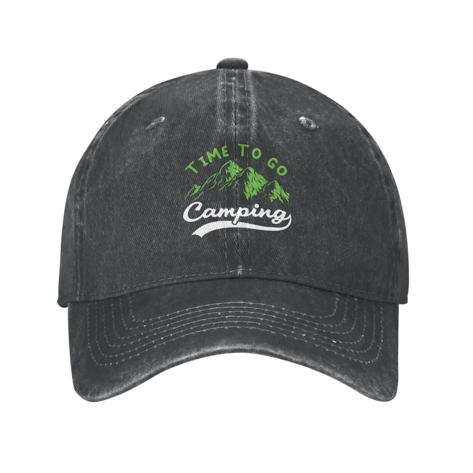 

Time to Go Camping Baseball Cap for Men Women Hat Vintage Cowboy Hats Adjustable Trucker Caps Black