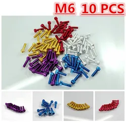 10pcs M6x20mm Bolts Motorcycle Screws Hexagon Aluminum Bolts Screws License Plate Fairing Bolts Motorbike Accessory Scooter Part