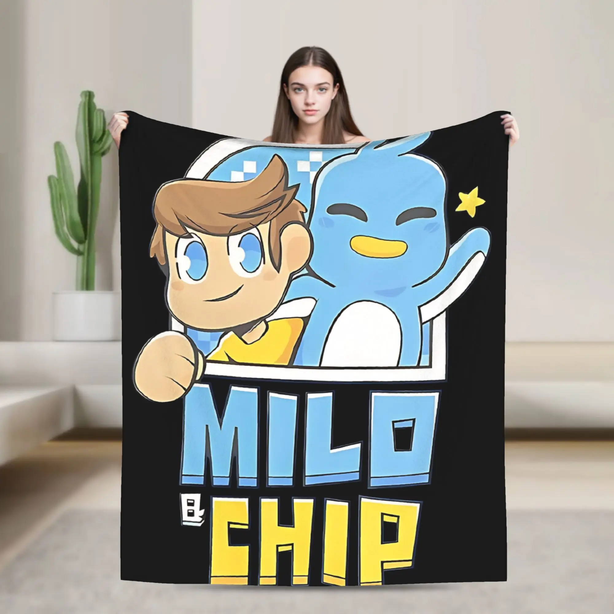Milo And Chip Blanket  Soft Warm Funny Plush Throw Blanket For Bedroom Airplane Travel Flannel Bedspread Bed Cover