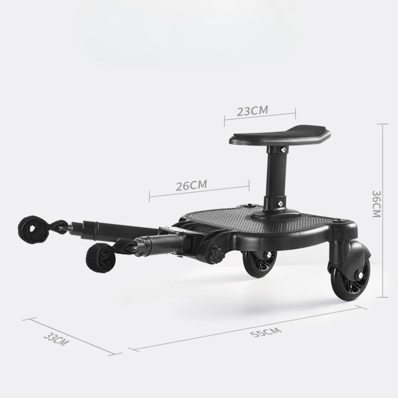 مقطورة عربة أطفال مزدوجة غير قابلة للانزلاق مع لوحة خطوات خلفية قابلة للفصل - تصميم محمول قابل للطي لملحقات سفر الطفل المستقرة #3