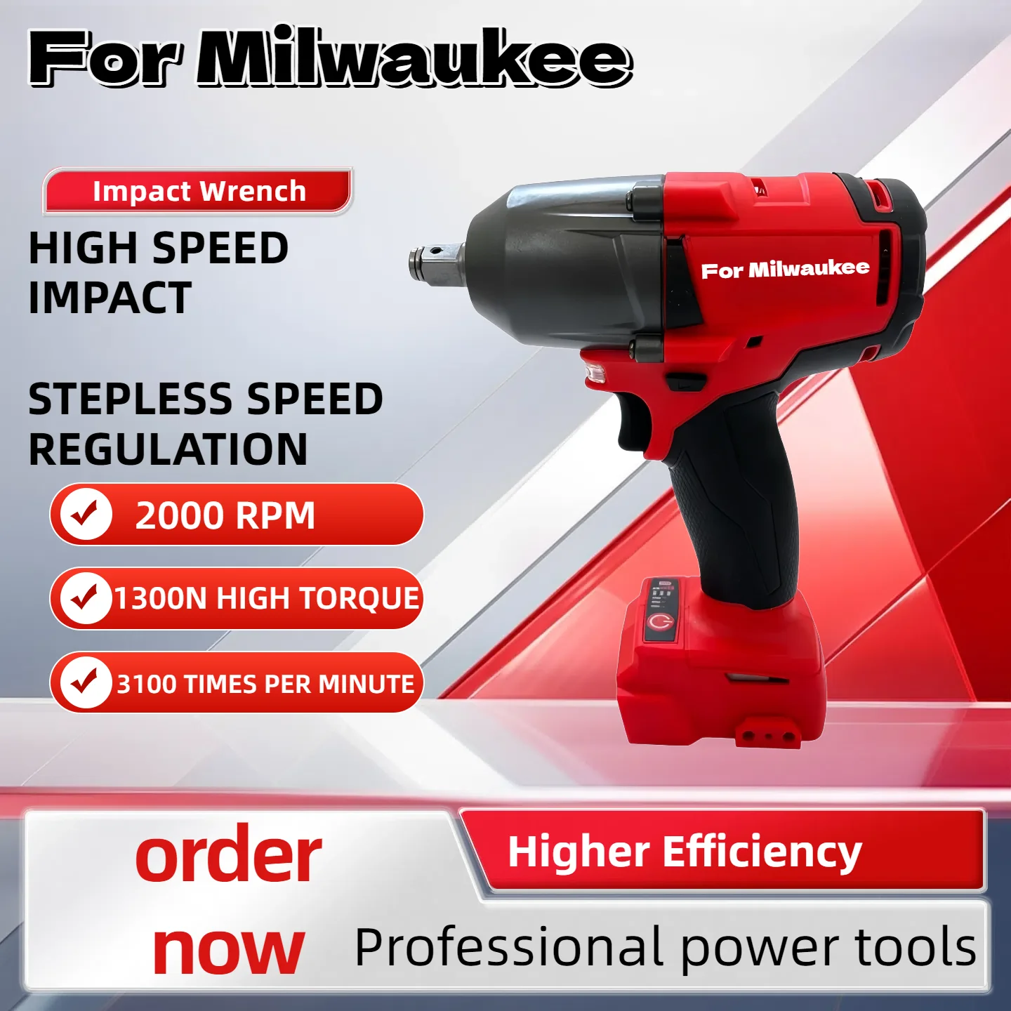 For Milwaukee Cordless Electric WrenchLarge Torque 1300NM Brushless Impact Wrench Car Truck Repair Power Tools For 18V Battery