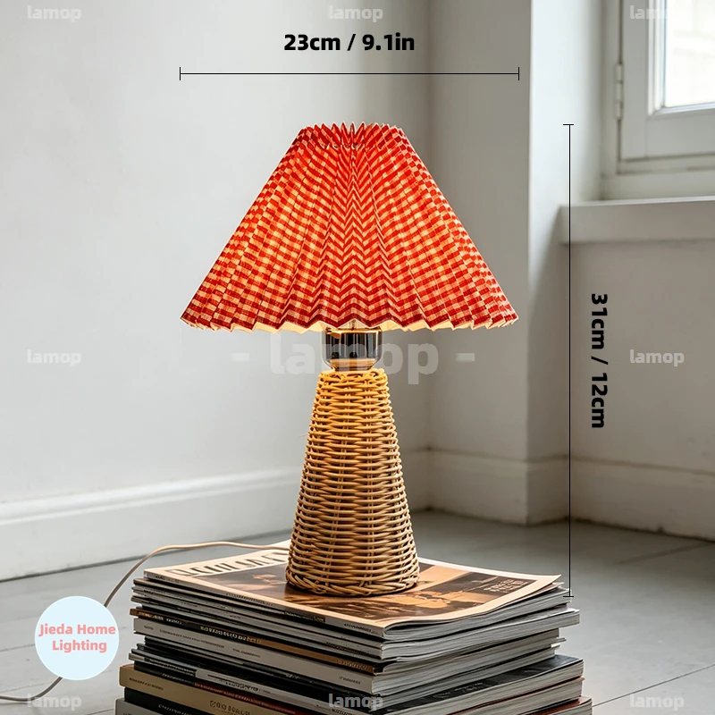 Woven Rattan Globe Table Lamp Soft Light Diffusion Ins Style Furnishing Light For Apartment Dresser Display Ornament