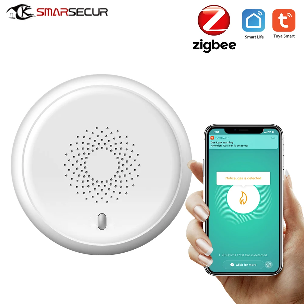 SMARSECUR Zigbee GAS Detector Alarm Detect Natural Leak Combustible Tuya Smart Life