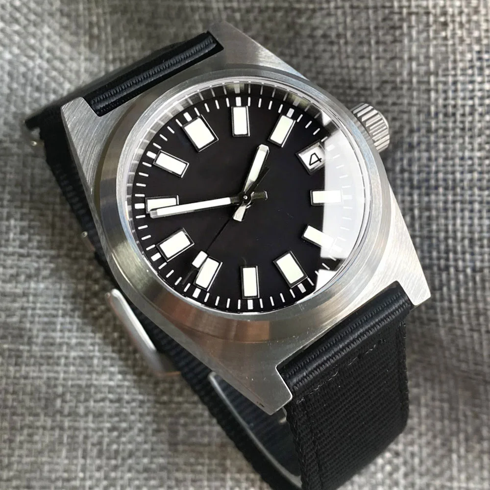 Tandorio AR Saphirglas NH35PT5000 Mechanische automatische Taucheruhr für Herren, 200 m wasserdicht, grau-schwarzes Zifferblatt, leuchtend