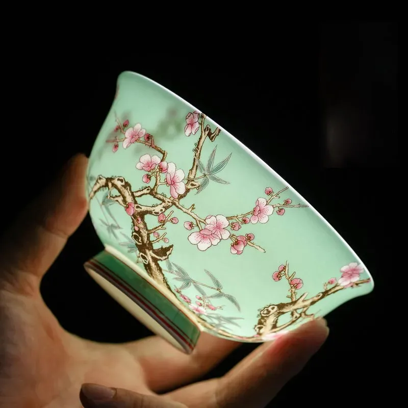 

Antique Enamel Colored Small Bowl For Household Use Single High Footed Palace Rice Bowl Chinese Jingdezhen Tableware Bowl ZI146