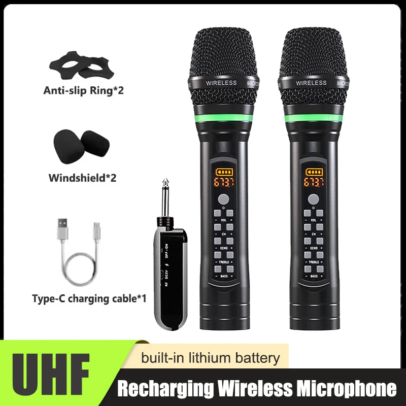 

Professional UHF Wireless Microphone Handheld USB Microphone Karaoke Mic for Performances Speech Home Party Singing Church