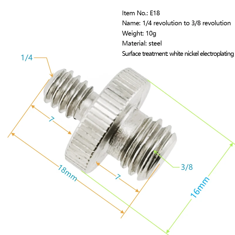 1/4 "męski na 3/8" męski adapter gwintowany podwójny męski adapter śrubowy statyw Adapter śrubowy podwójny konwerter kołkowy metalowa kamera Acc