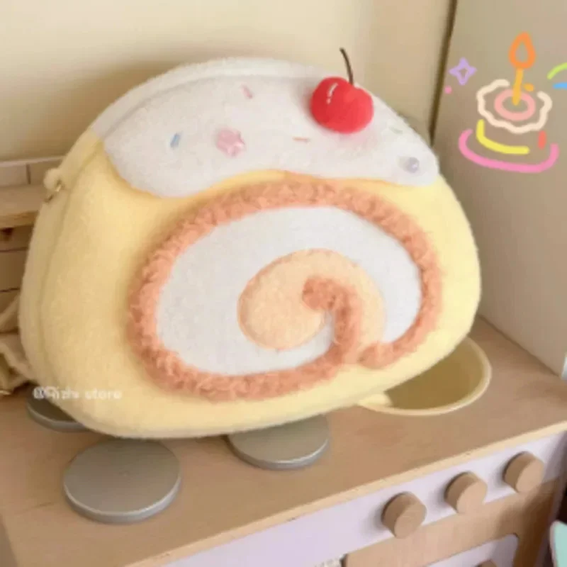 Strawberry Cake Backpacks Korean Crossbody Bag Y2K Kawaii Sweet Muse Girl Versatile Commuter Trendy High Capacity Plush Bag New