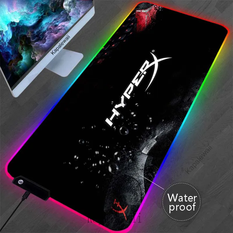 

RGB Waterproof Mousepad HyperX Large Table Carpet Non-Slip Game Mouse Pad Locking Edge Mouse Mat Gamer Speed Desk Mat 100x50cm