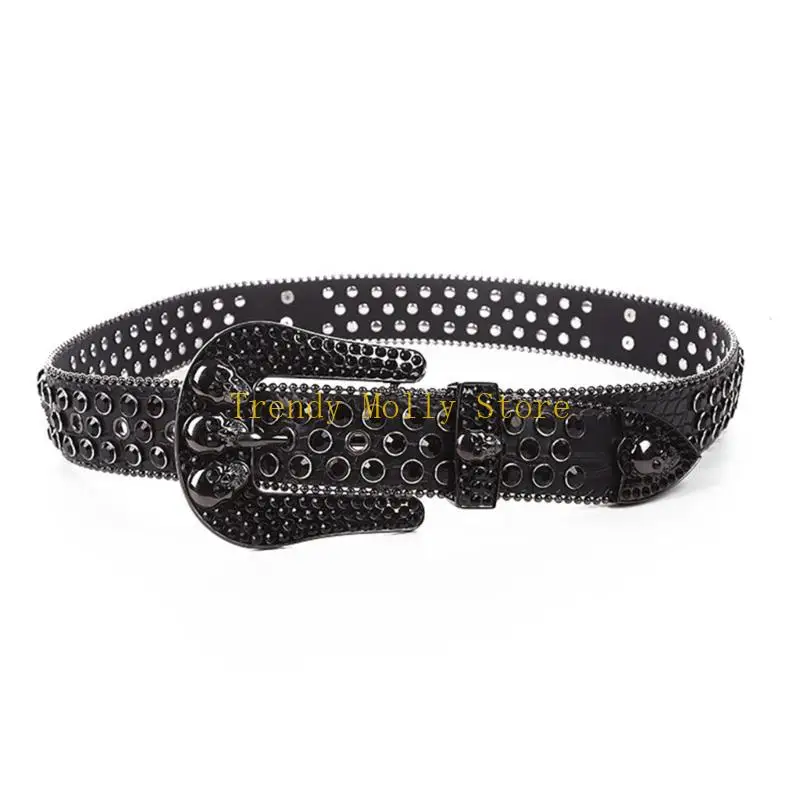 N5KB Bling Afinestone Rifs Jeans Gunef