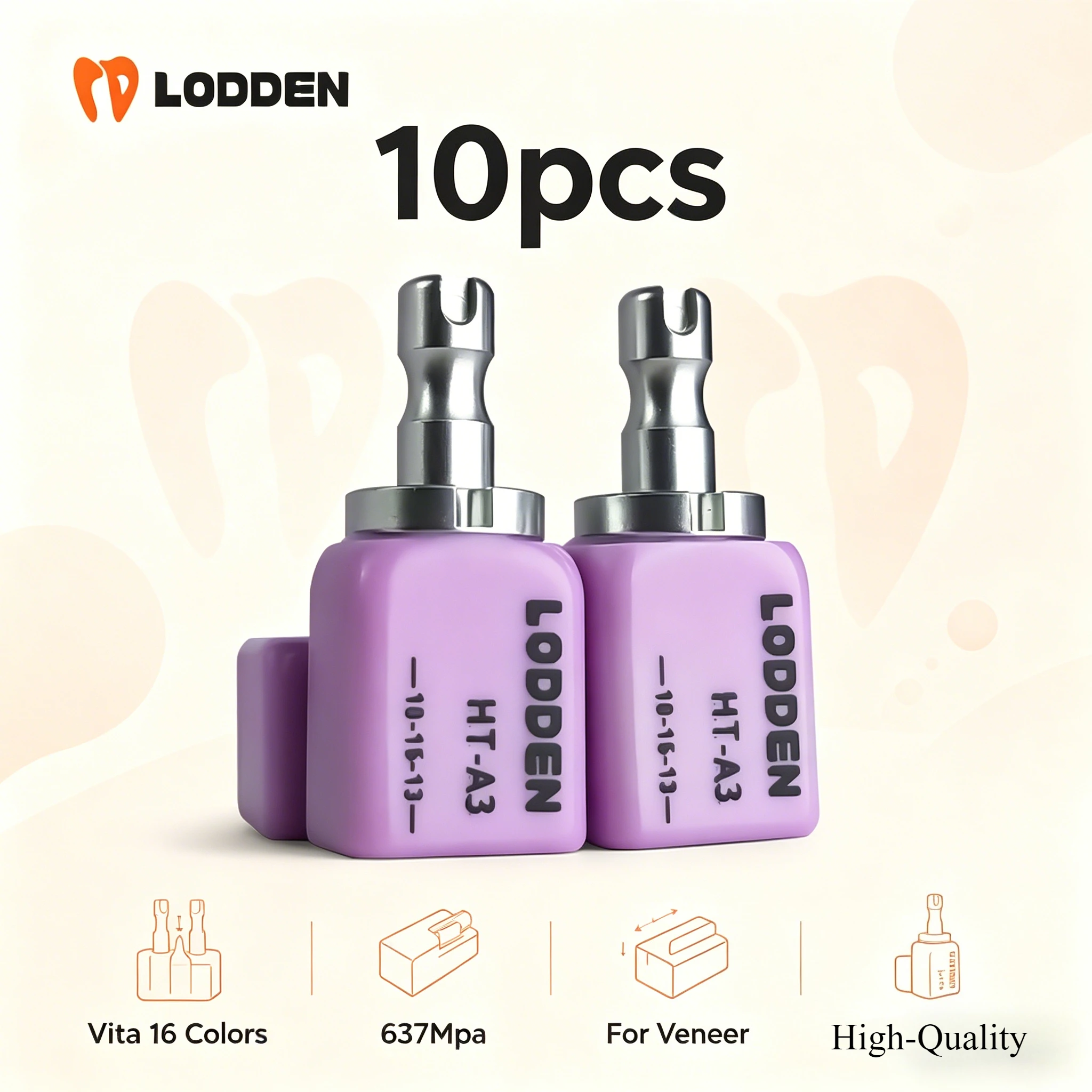 

10Pcs Lodden Sirona C14 B40 HT/LT Lithium Disilicate Ceramic Blocks CAD/CAM CEREC Dental Veneer Crown Lab Material