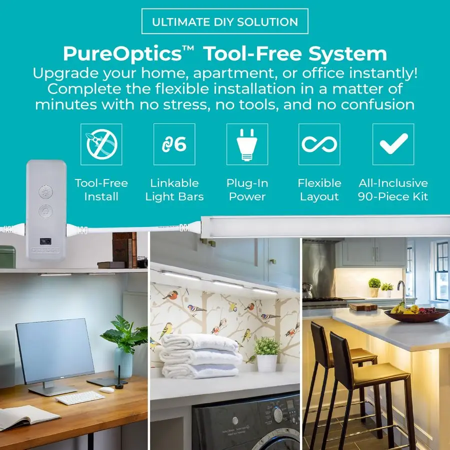 Funktioniert mit Alexa Smart Unterschrankbeleuchtungsset, verstellbare LEDs, 6 9 Balken, Weiß