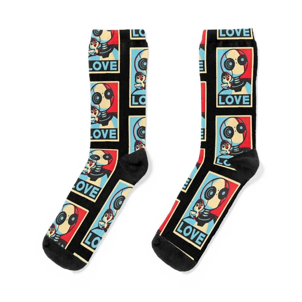 Retro Wild Robot And Duck Socks cartoon custom with print Rugby Women Socks Men's