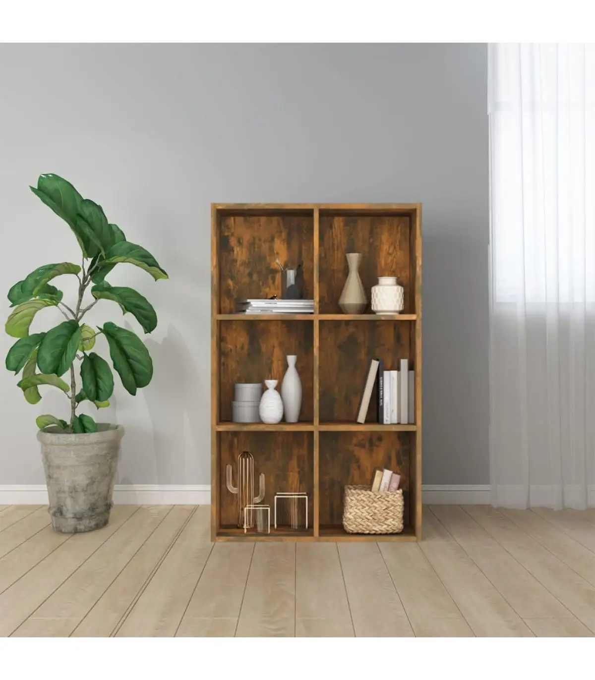 Bookcases and shelves shelving/veneer veneer oak smoked 66x30x98 cm