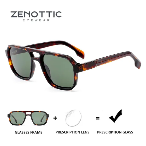 ZENOTTIC elegante miopía aviador gafas de sol graduadas hombres hecho a mano acetato Uv400 polarizado piloto gafas de sol correctivas