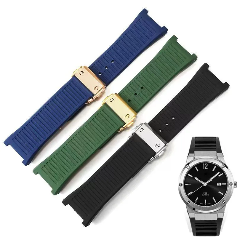 

26mm Watchband For Ferragamo Sports Series Three Eyes F80 F-80 Rubber Silicone Men's Notched Folding Buckle Watch Strap