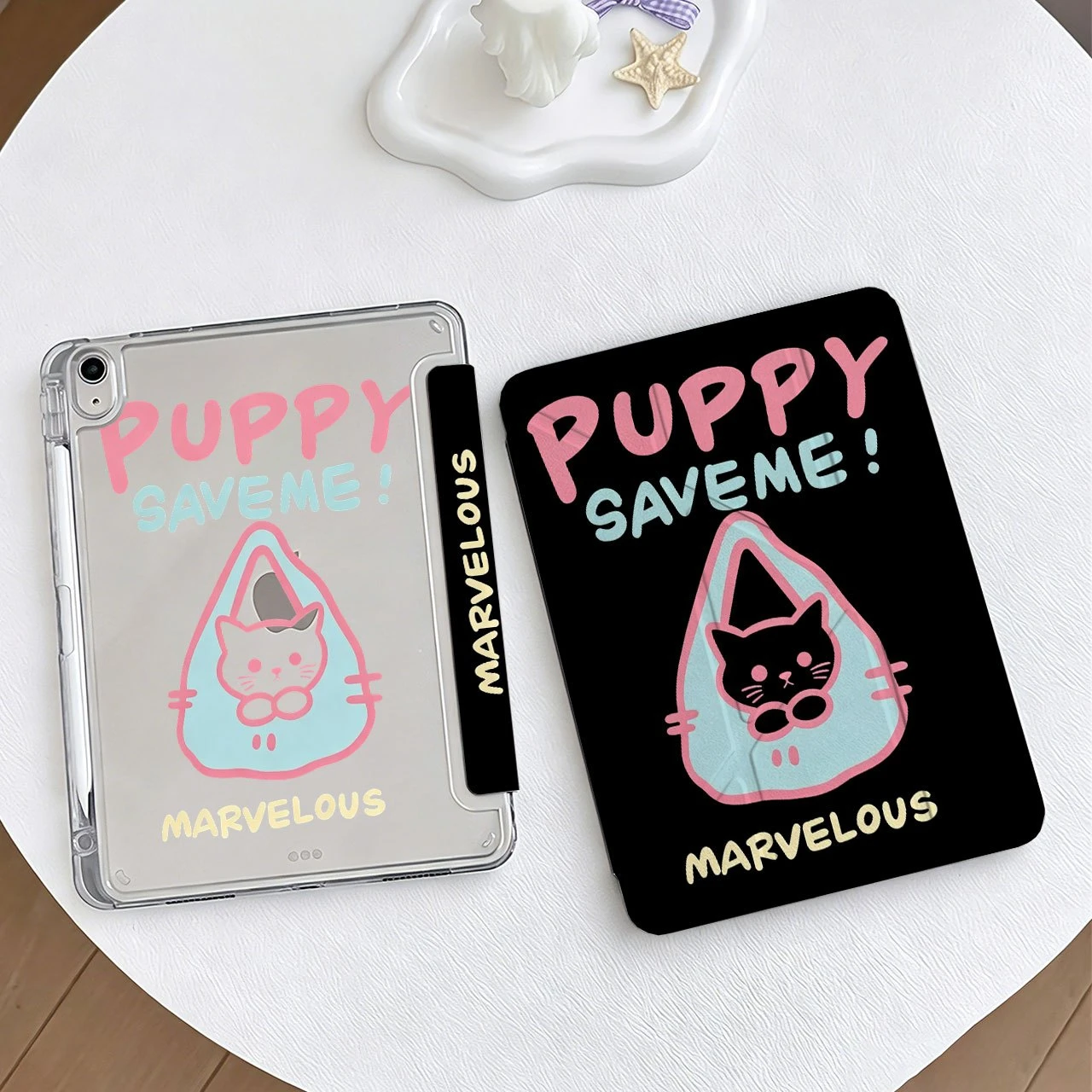 Cute Cartoon Cat Black Fashion Y2K Tablet Case For iPad Pro 11 12.9 13 A16 M2 M4 M3 M5 5/6/7/8/9/10/11th Mini Air 3 4 5 6 Cover