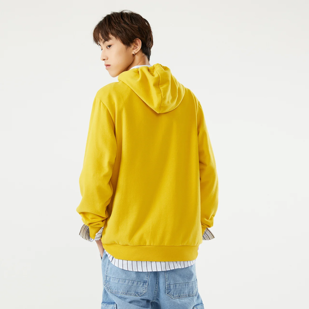 Metersbonwe hooded fleece sweatshirt for men warm sweatshirt solid color velvet new autumn and winter Brand Tops