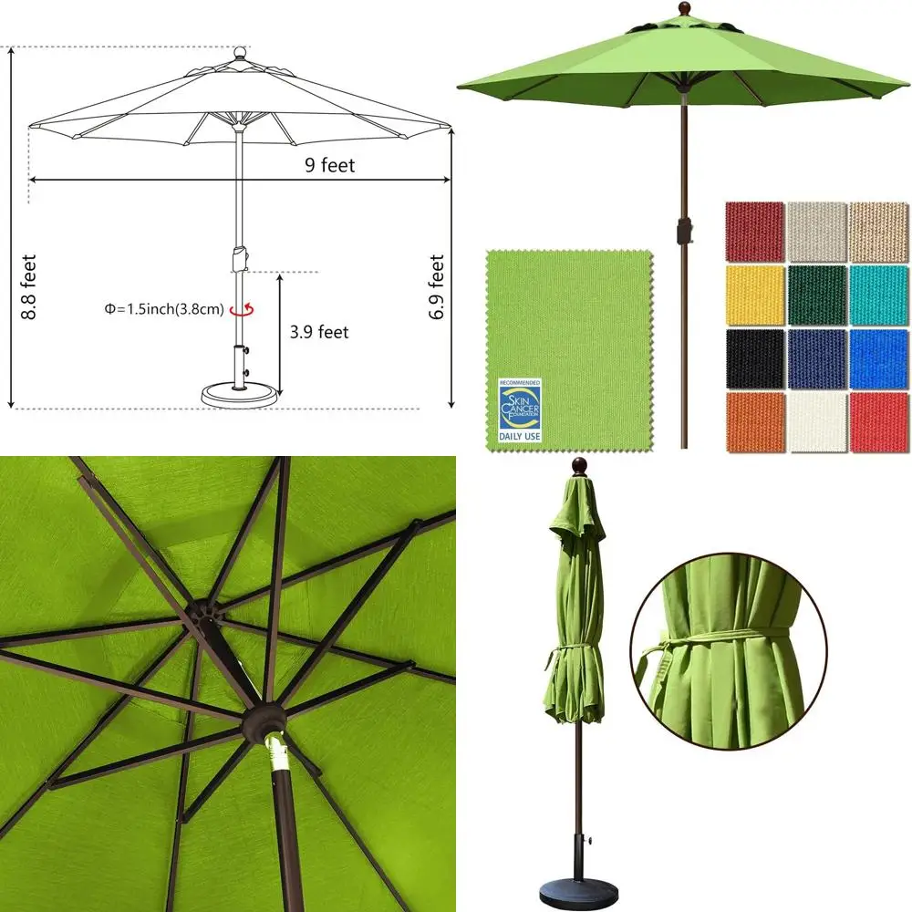

10-Year Fade-Resistant 9-Foot Ventilated Outdoor Patio Umbrella in Macaw Green