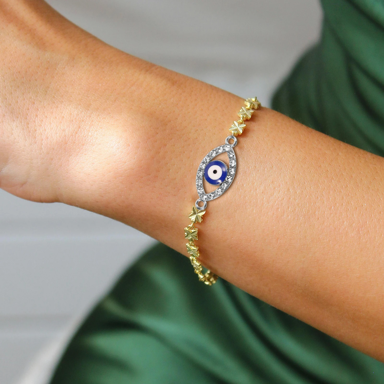 

20pcs Evil Eye Charms 's Eye Connectors Flatback Pendants Diy Jewelry Accessories Necklace Making Supplies Alloy Beads