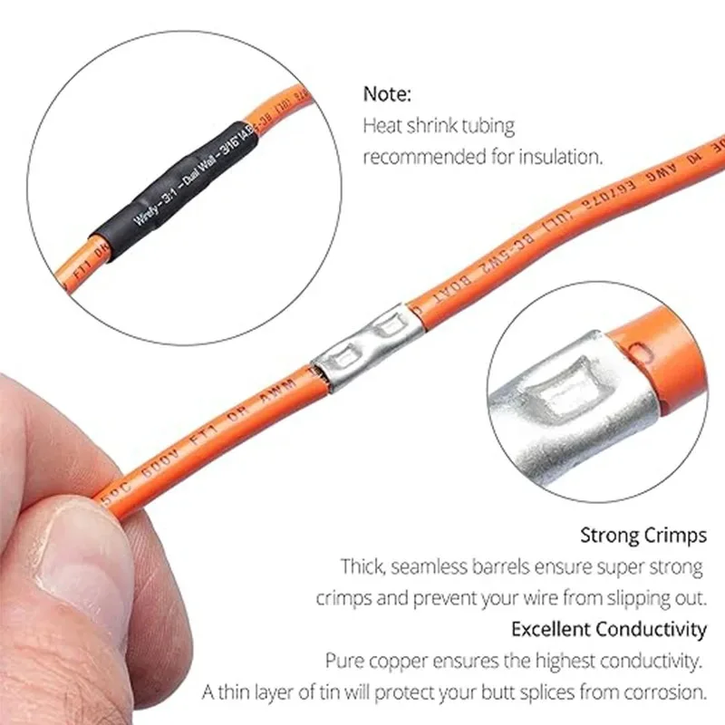 200 قطعة النحاس العارية المشتركة أنبوب النحاس العارية المعلبة تجعيد محطات عدة لصق موصلات الأسلاك AWG8 12-10 14-12 18-14 22-18 24-22 #3