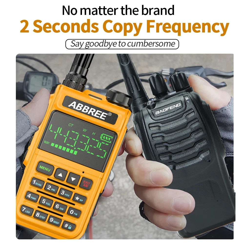ABBREE 518 워키토키 Type-C 충전기 에어밴드 휴대용 라디오 성인용 V/UHF 양방향 라디오 아마추어 야외 낚시 호텔용
