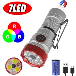 Multifunctional Strong Light Flashlight with 11 Lighting Modes for Long-distance Shooting Magnetic Suction Mini 7LED Flashlight