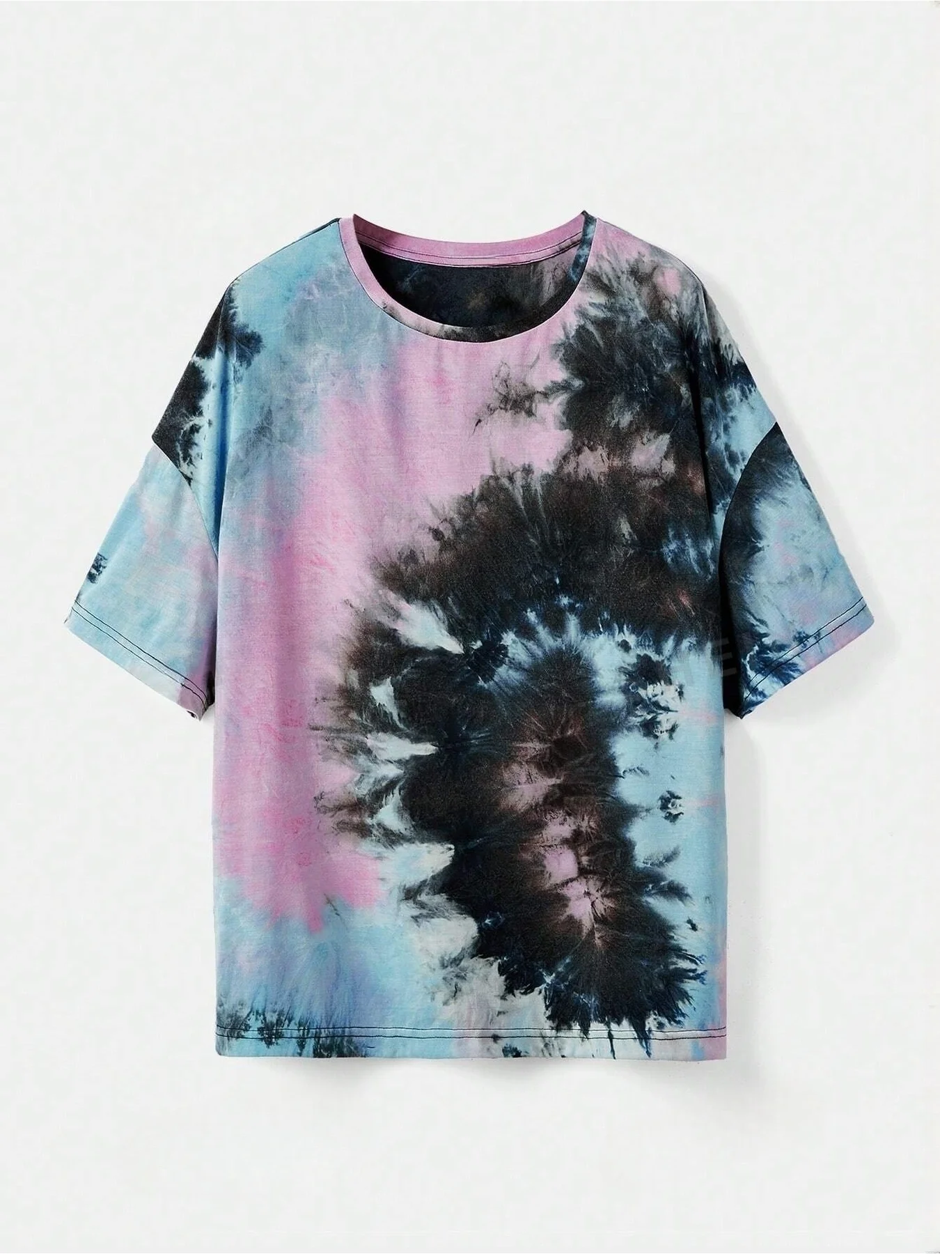 

Summer casual plus loose, comfortable, elegant ink tie dye printed short sleeved T-shirt round neck top