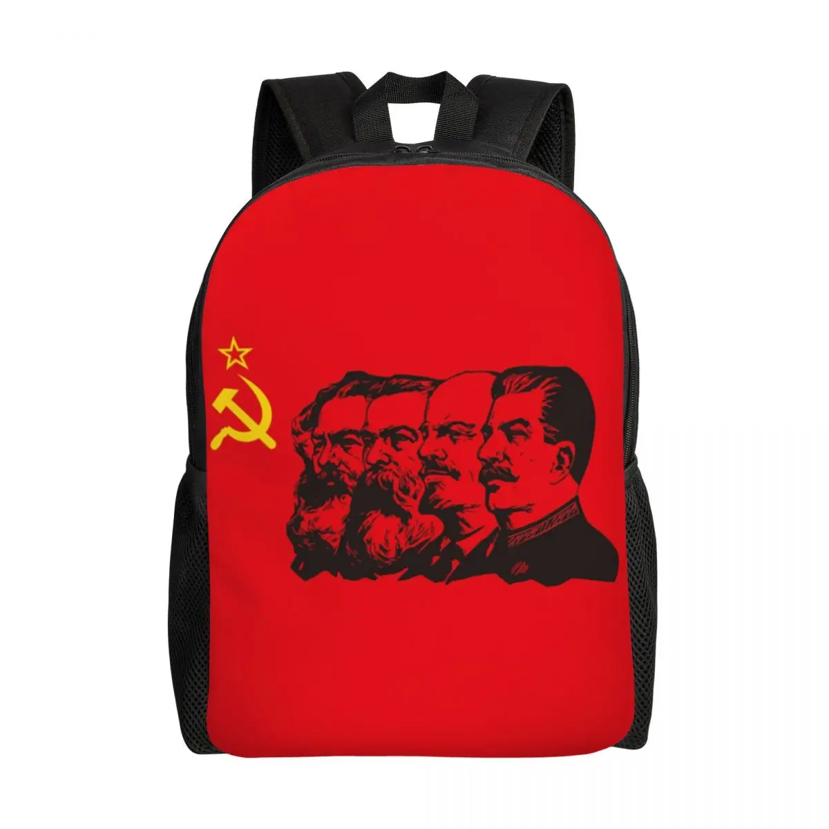 Communist Flag Marx Engels Lenin And Stalin Laptop Backpack Fashion Bookbag for School College Students CCCP USSR Communism Bag