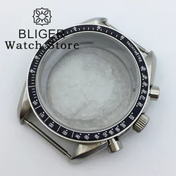 BLIGER 40mm Stainless Steel VK63 Case Fit VK63 Movement Quartz Chronograph Multi-functional Crystal Glass